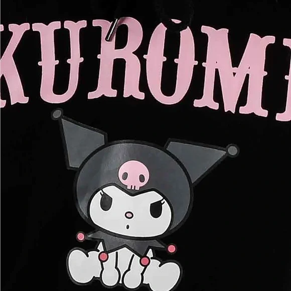 Kuromi Hoodie Plush Ear Sanrio Cosplay Kawaii Anime Black Hoodie Pullover S NWT - Picture 5 of 9